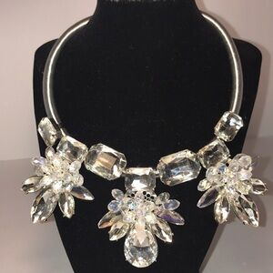 Swarovski necklace by Ana Capri chunky crystal flowers set in silver